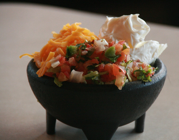 Pico de gallo with cheese and sour cream